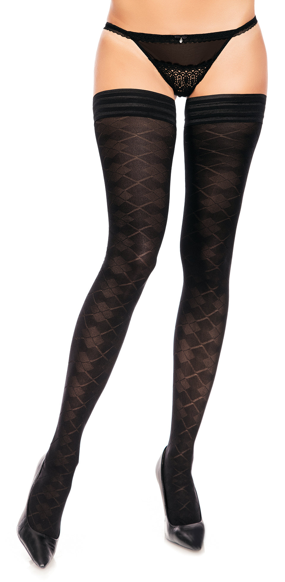  Glamory Hosiery Glamory Dune50 Thigh High Holdups - Black - Bonton