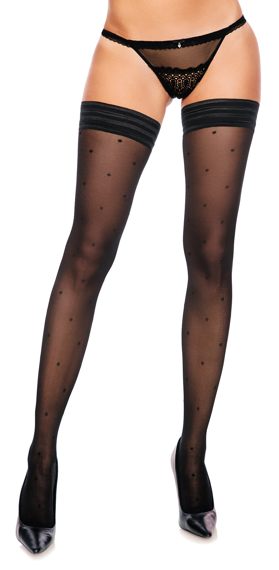  Glamory Hosiery Glamory Dottie30 Thigh High Holdups - Black - Bonton