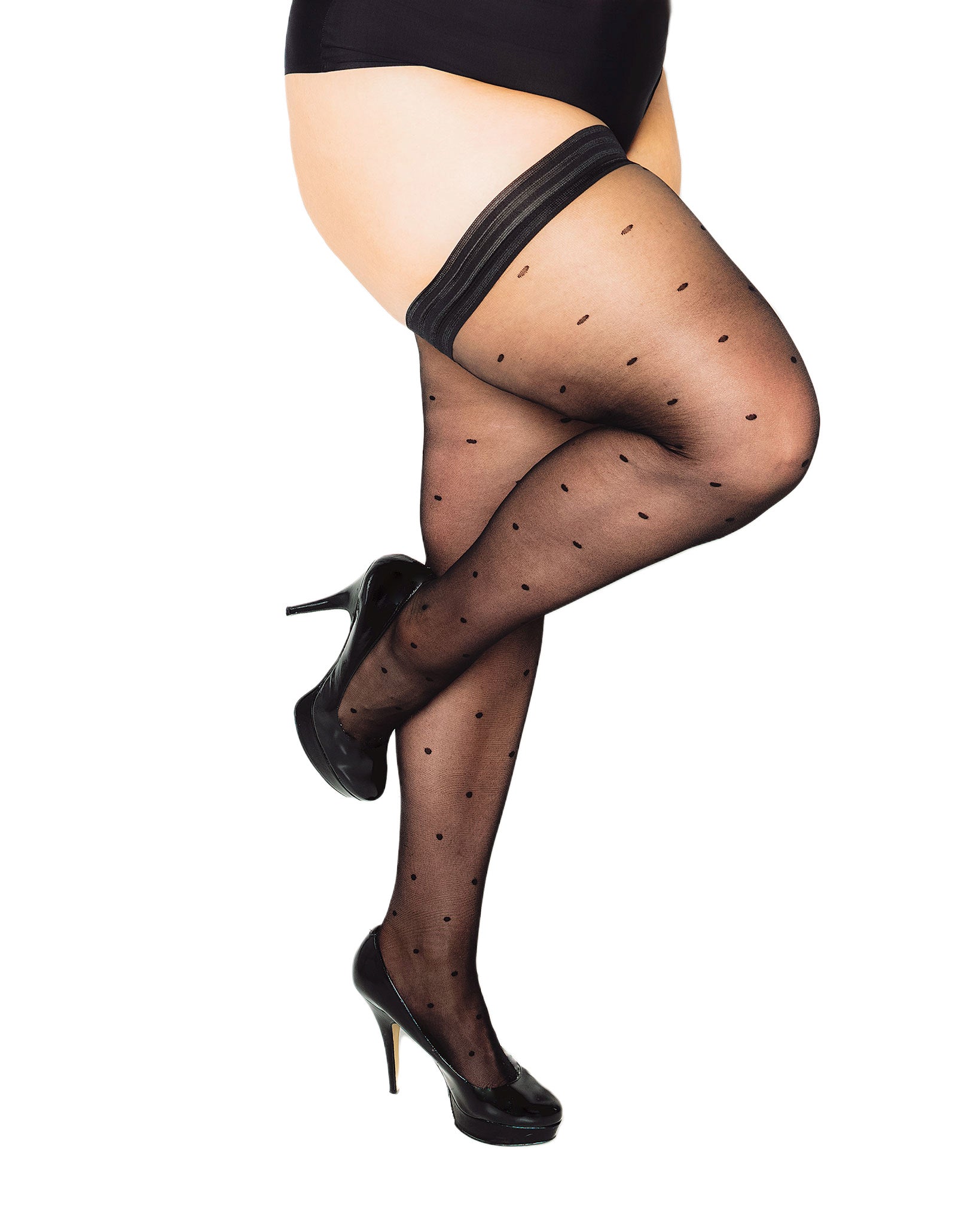  Glamory Hosiery Glamory Dottie30 Thigh High Holdups - Black - Bonton