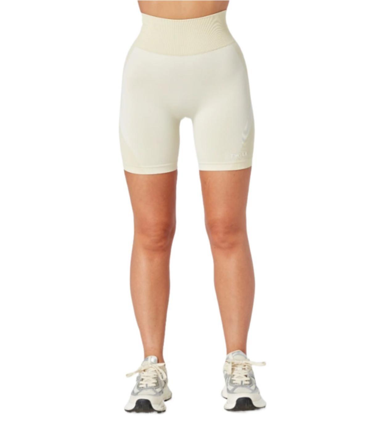  Twill Active Women's Recycled Color Block Body Fit Cycling Shorts - Stone - Bonton