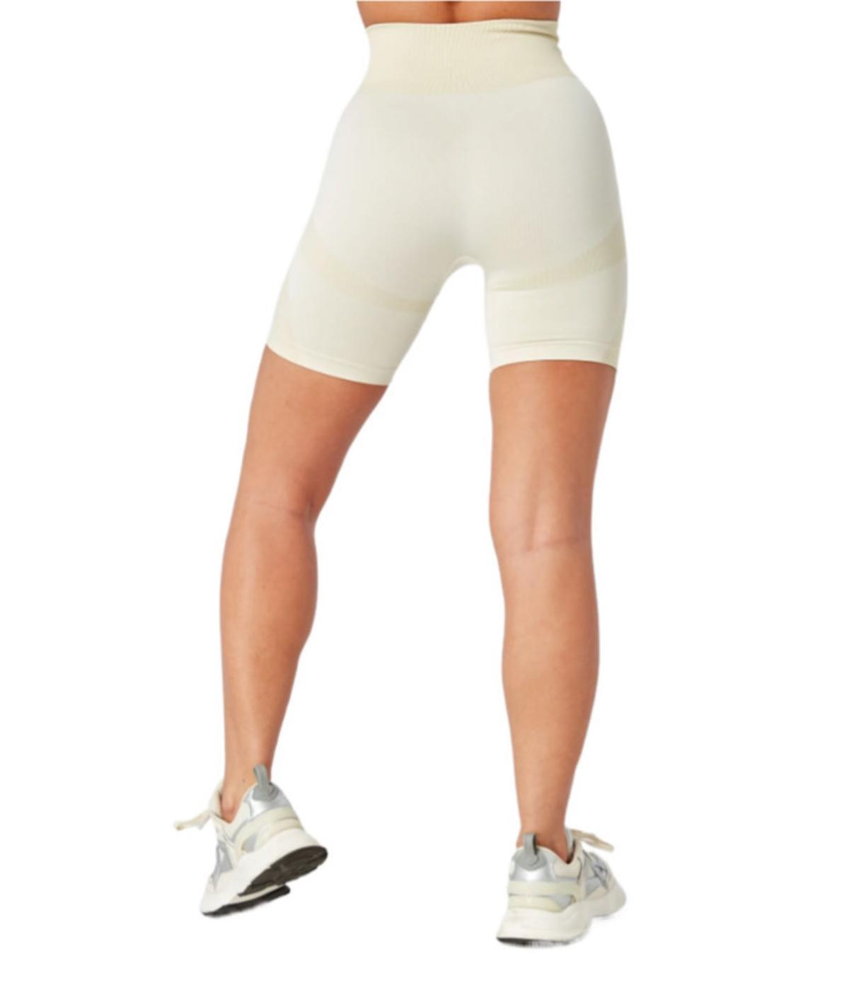  Twill Active Women's Recycled Color Block Body Fit Cycling Shorts - Stone - Bonton