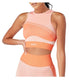  Twill Active Women's Recycled Color Block Racer Crop Top - Coral - Bonton