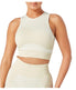  Twill Active Women's Recycled Color Block Racer Crop Top - Stone - Bonton