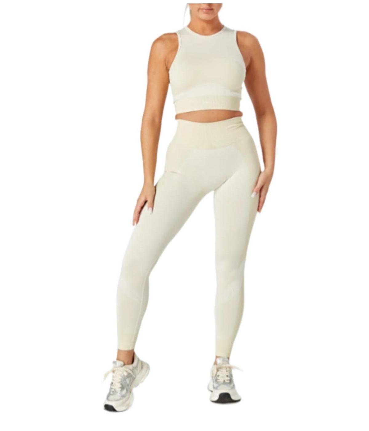  Twill Active Women's Recycled Color Block Racer Crop Top - Stone - Bonton