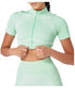  Twill Active Women's Recycled Color Block Zip-Up Crop Top - Green - Bonton