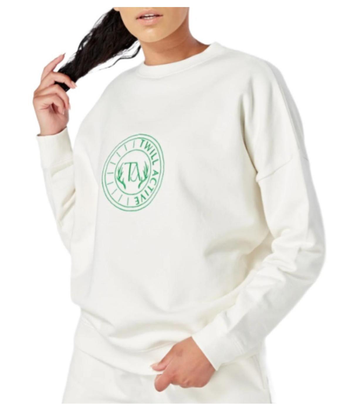  Twill Active Women's Organic Essentials Oversized Crewneck Sweatshirt - White - Bonton