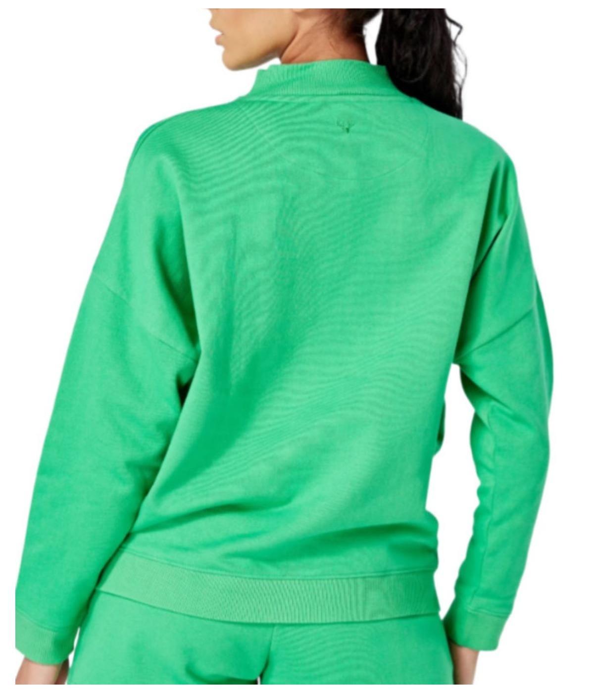  Twill Active Women's Organic Essentials Oversized Funnel Neck Zip-Up Sweatshirt - Green - Bonton