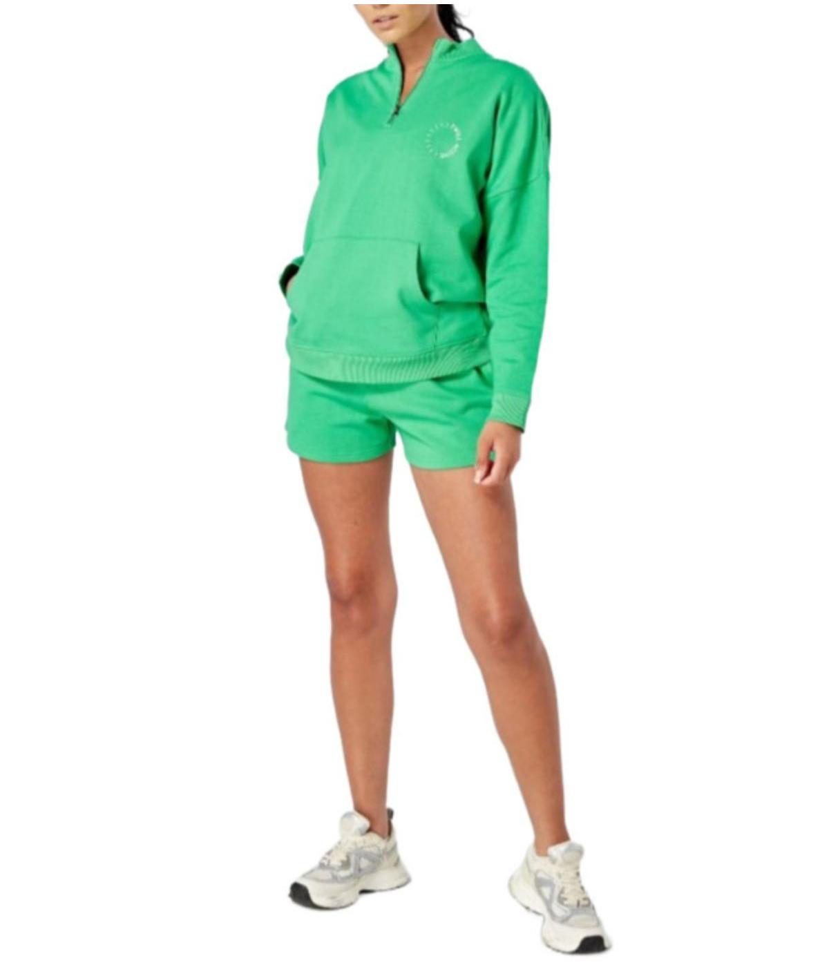  Twill Active Women's Organic Essentials Oversized Funnel Neck Zip-Up Sweatshirt - Green - Bonton