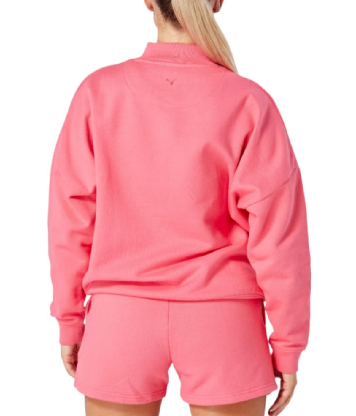  Twill Active Women's Organic Essentials Oversized Funnel Neck Zip-Up Sweatshirt - Pink - Bonton