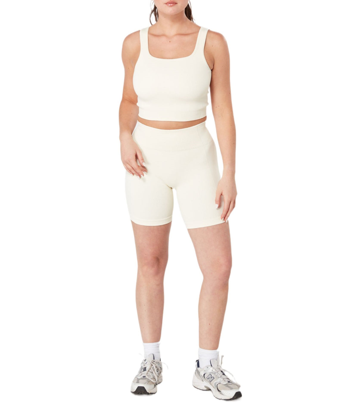  Twill Active Women's Recycled Seamless Rib Top - Cream - Bonton