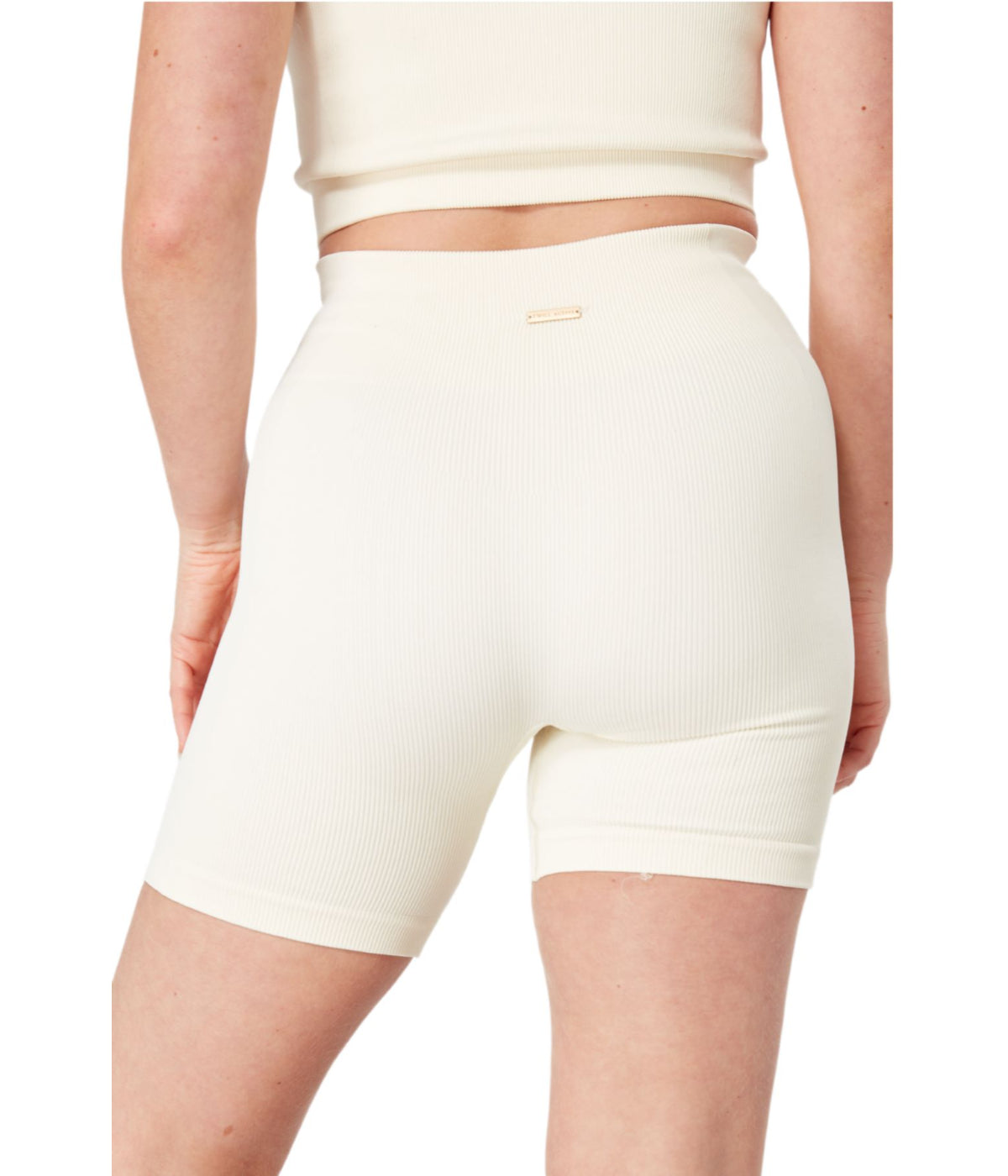  Twill Active Women's Recycled Seamless Rib Cycling Short - Cream - Bonton