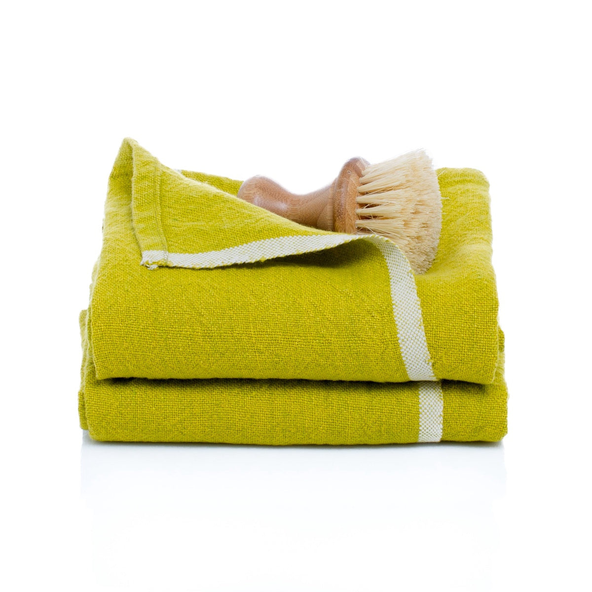  Caravan Chunky Linen Towels, Set of 2 - Moss Green - Bonton