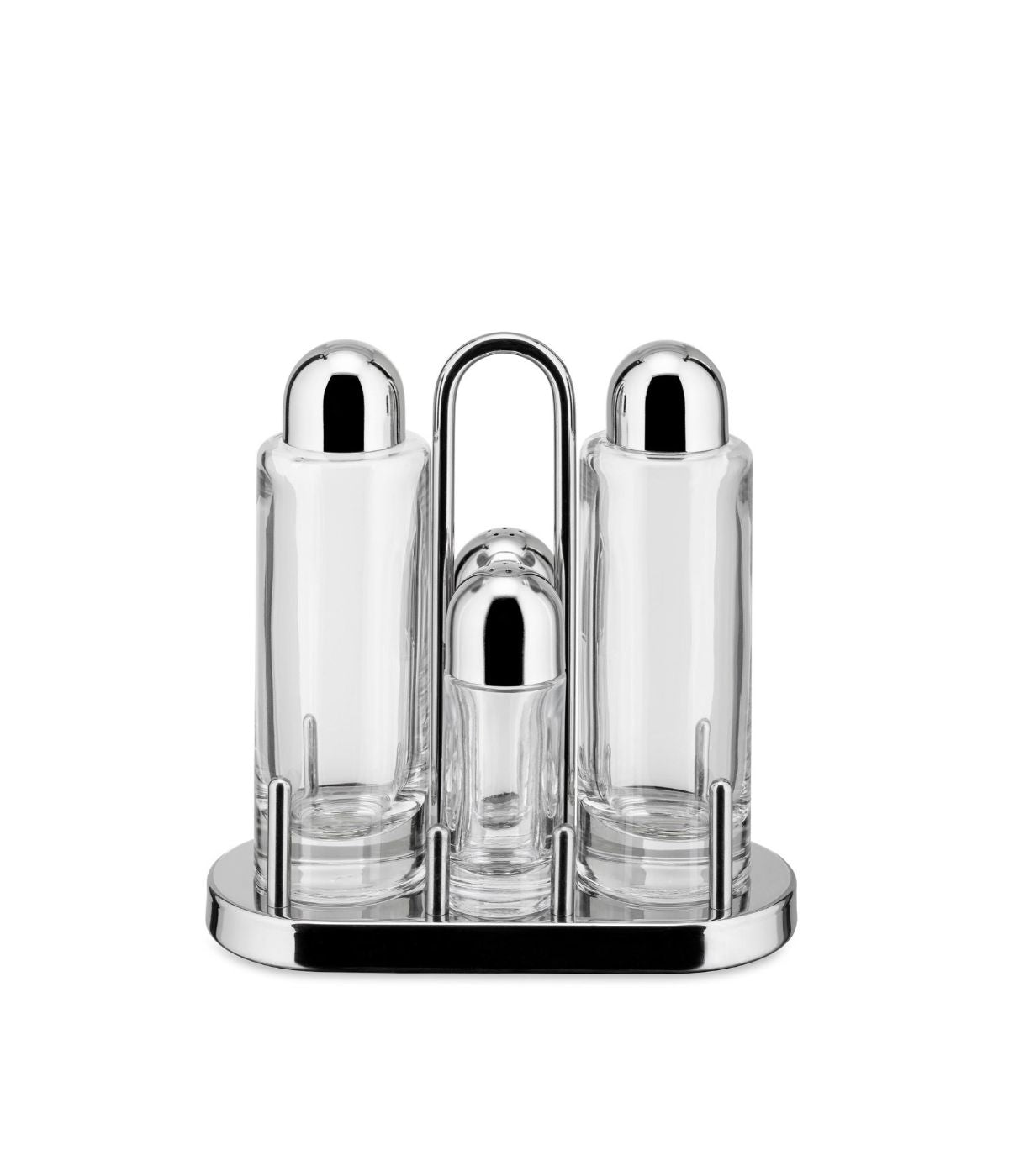  Alessi 4 Piece Condiment Set with Carrier - Silver - Bonton