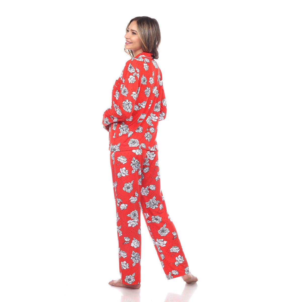  White Mark Women's Long Sleeve Floral Pajama Set - S - Bonton