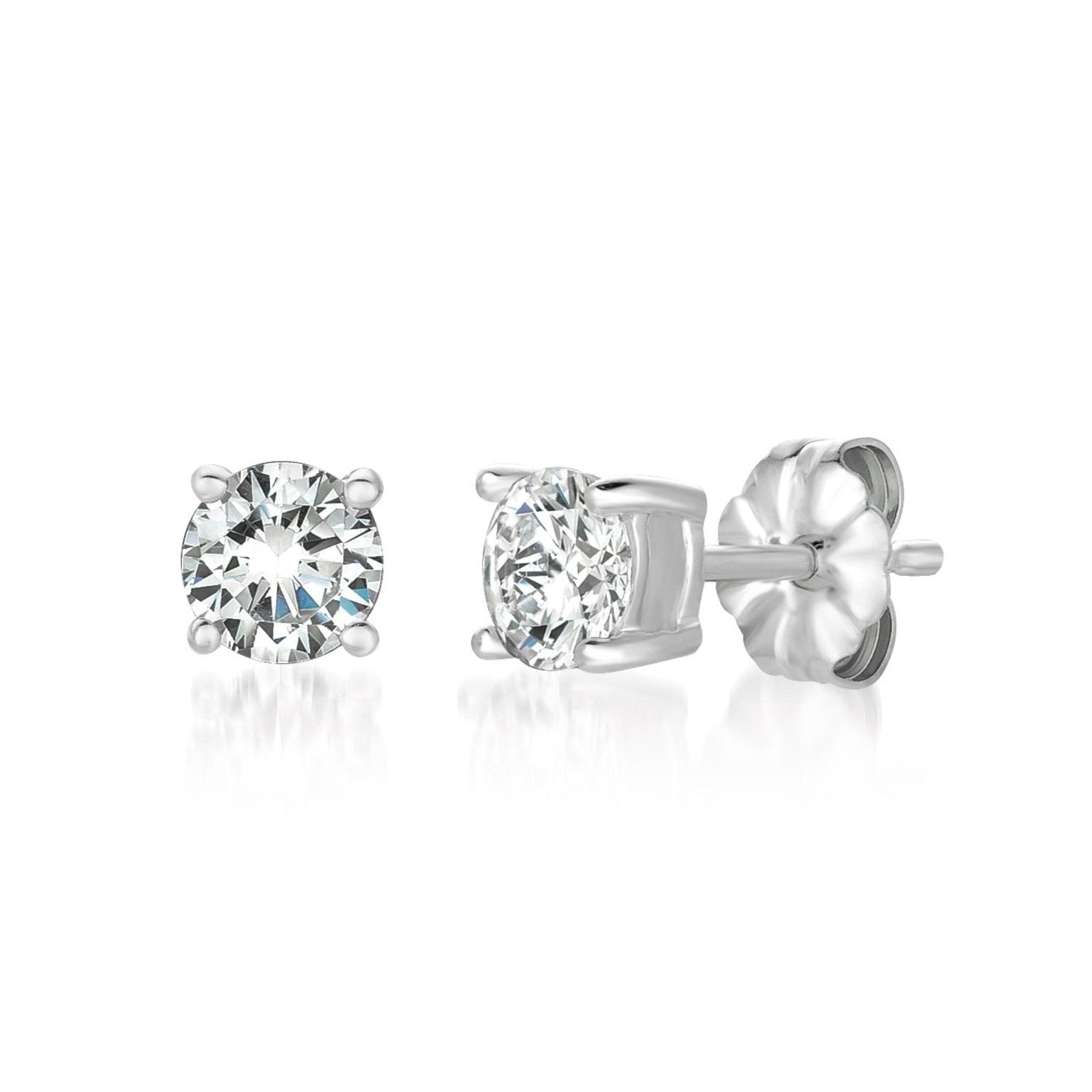  CRISLU 1ct Brilliant Stud Earrings in Platinum - Pure Platinum - Bonton