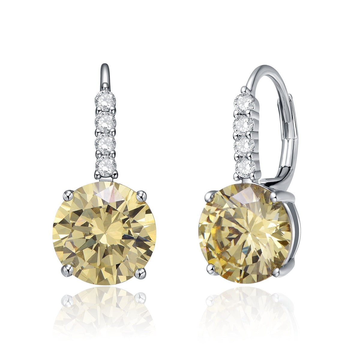  Rachel Glauber White Gold Plated Cubic Zirconia Hinge Back Earrings - Yellow - Bonton