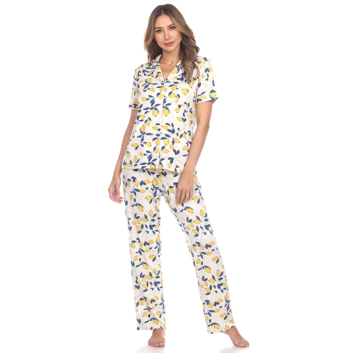  White Mark Women's Tropical Print Pajama Set - S - Bonton