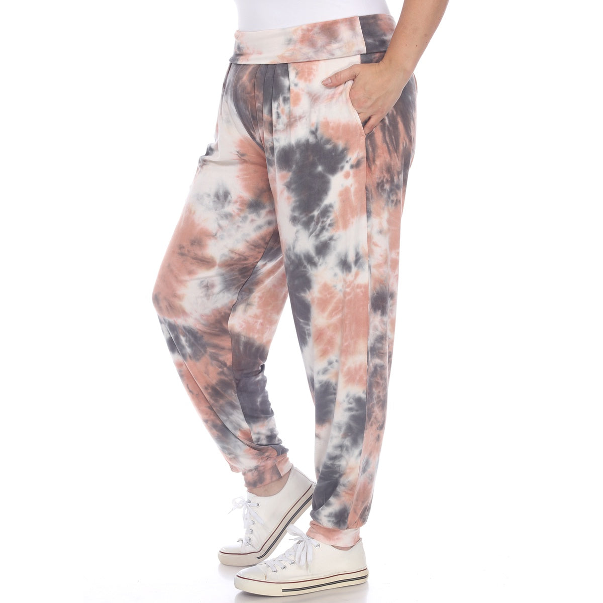  White Mark Plus Size Tie Dye Harem Pants - 1x - Bonton