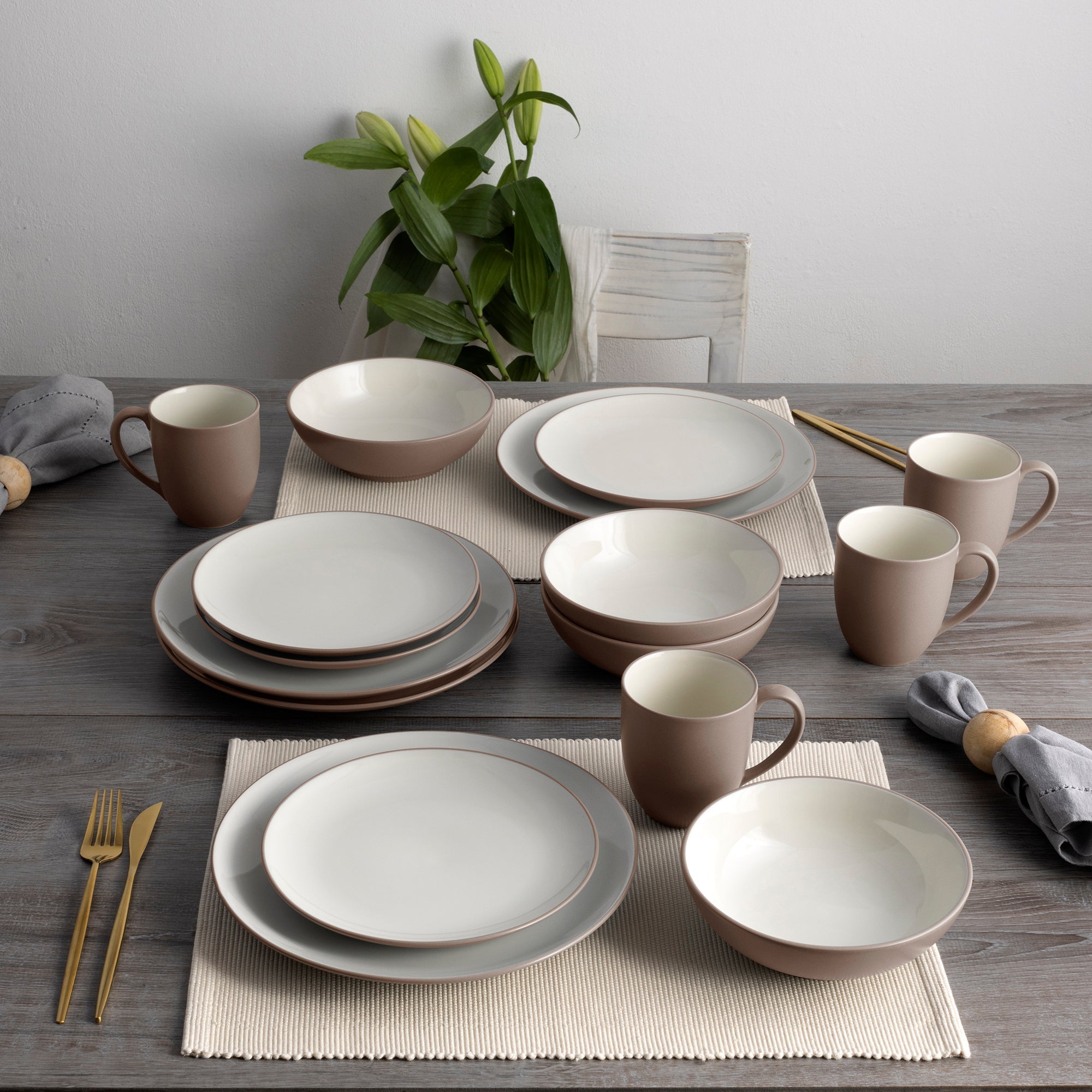  Noritake Colorwave 16-Piece Coupe Dinnerware Set, Service for 4 - Clay - Bonton