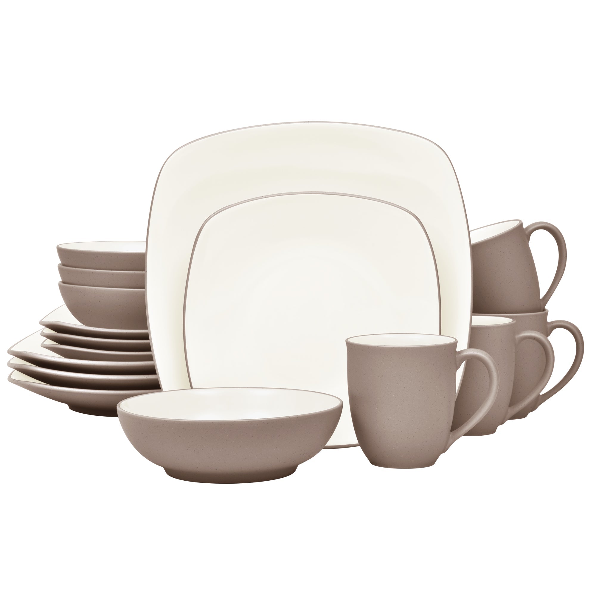  Noritake Colorwave 16-Piece Square Dinnerware Set, Service for 4 - Clay - Bonton