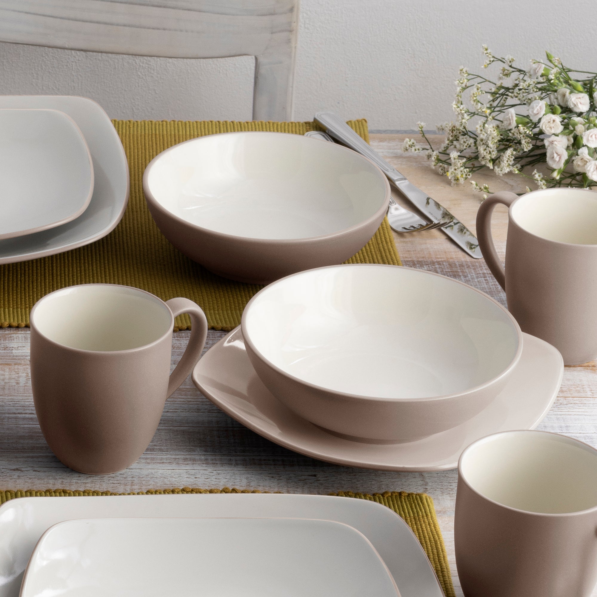  Noritake Colorwave 16-Piece Square Dinnerware Set, Service for 4 - Clay - Bonton