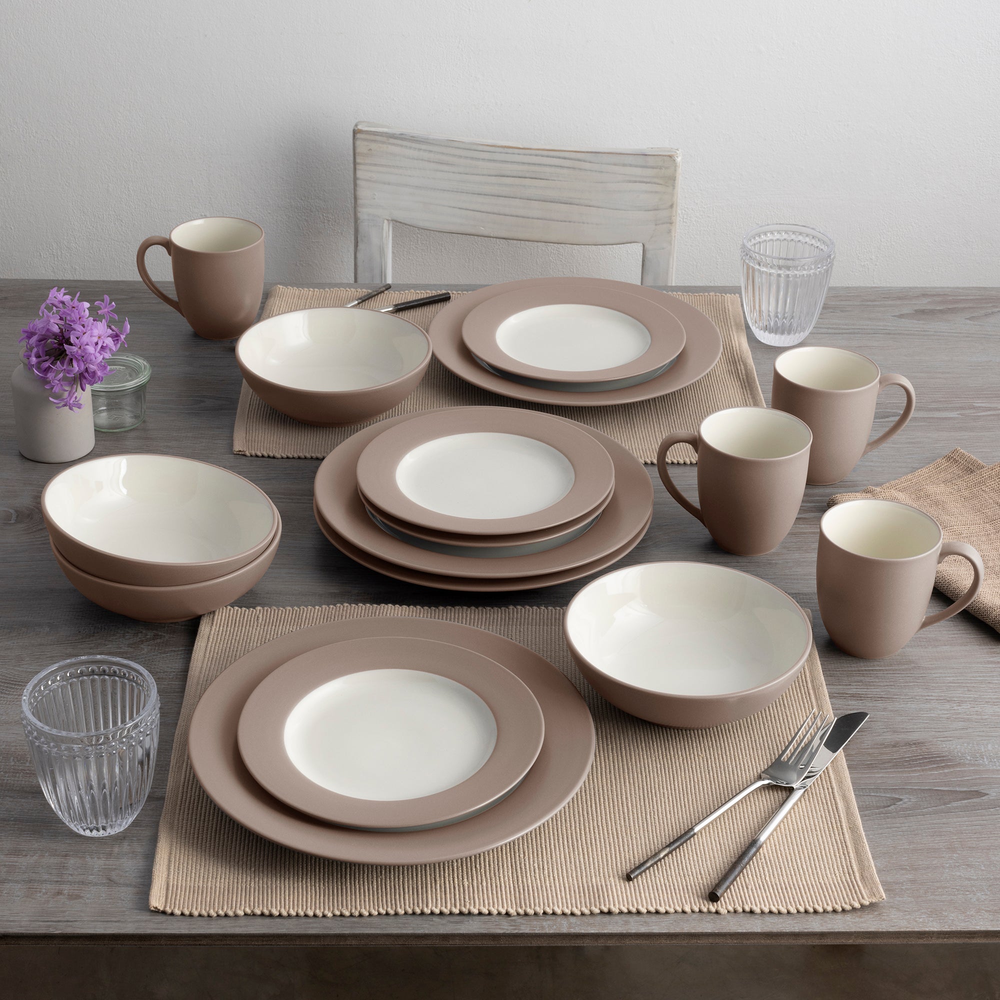  Noritake Colorwave 16-Piece Rim Dinnerware Set, Service for 4 - Clay - Bonton