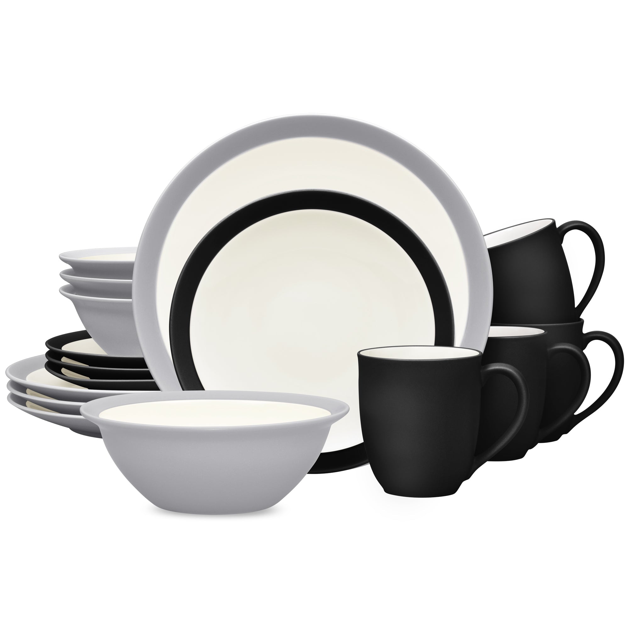  Noritake Colorwave 16-Piece Curve Dinnerware Set, Service for 4 - Slate/Graphite - Bonton