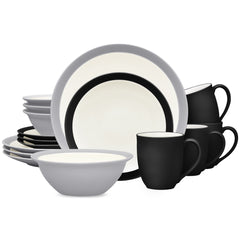 Colorwave 16-Piece Curve Dinnerware Set, Service for 4-Slate/Graphite