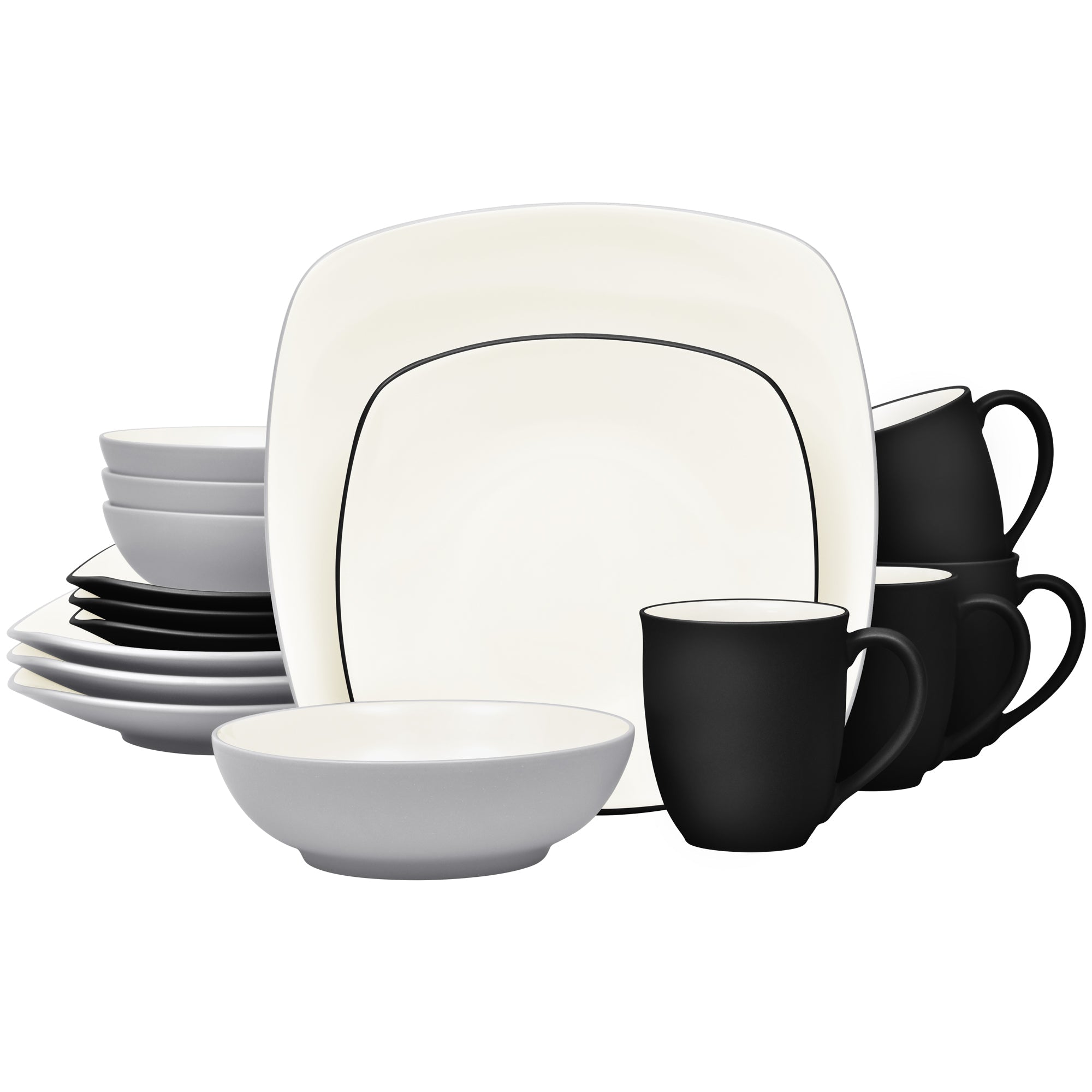  Noritake Colorwave 16-Piece Square Dinnerware Set, Service for 4 - Slate/Graphite - Bonton