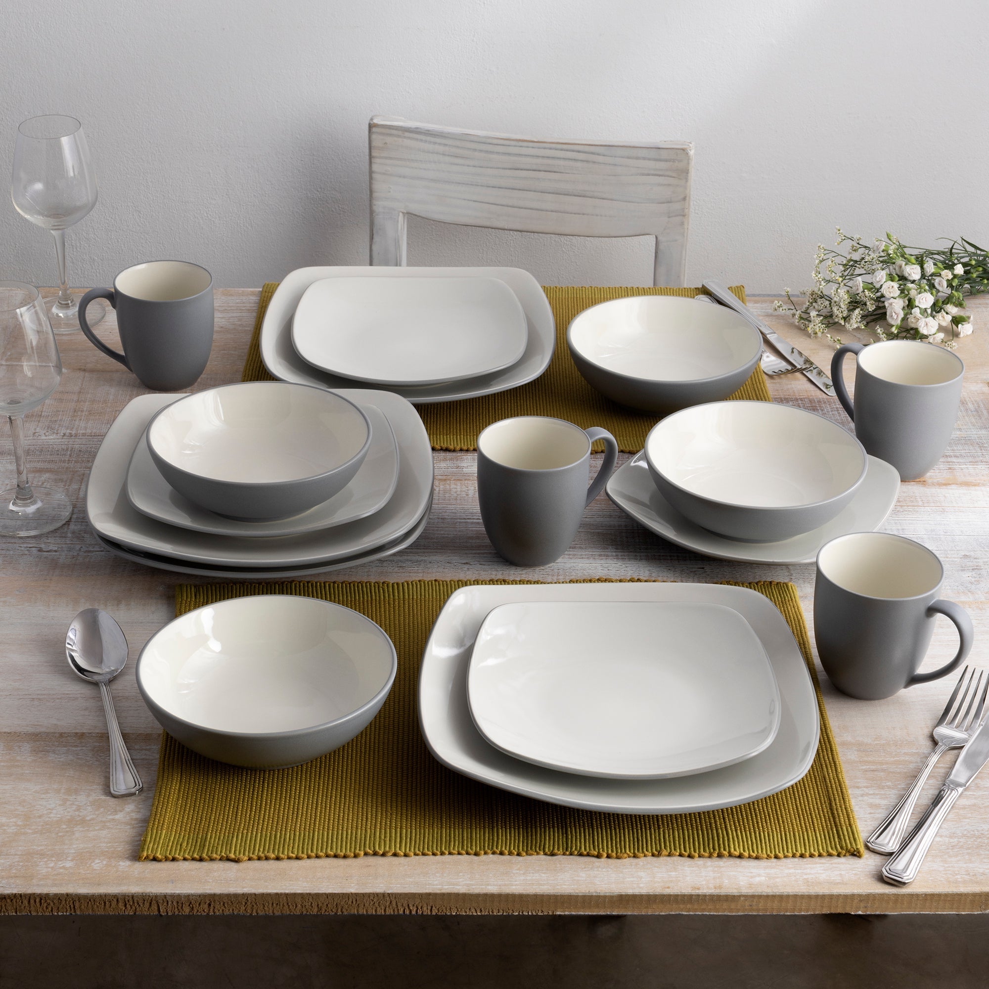  Noritake Colorwave 16-Piece Square Dinnerware Set, Service for 4 - Slate - Bonton