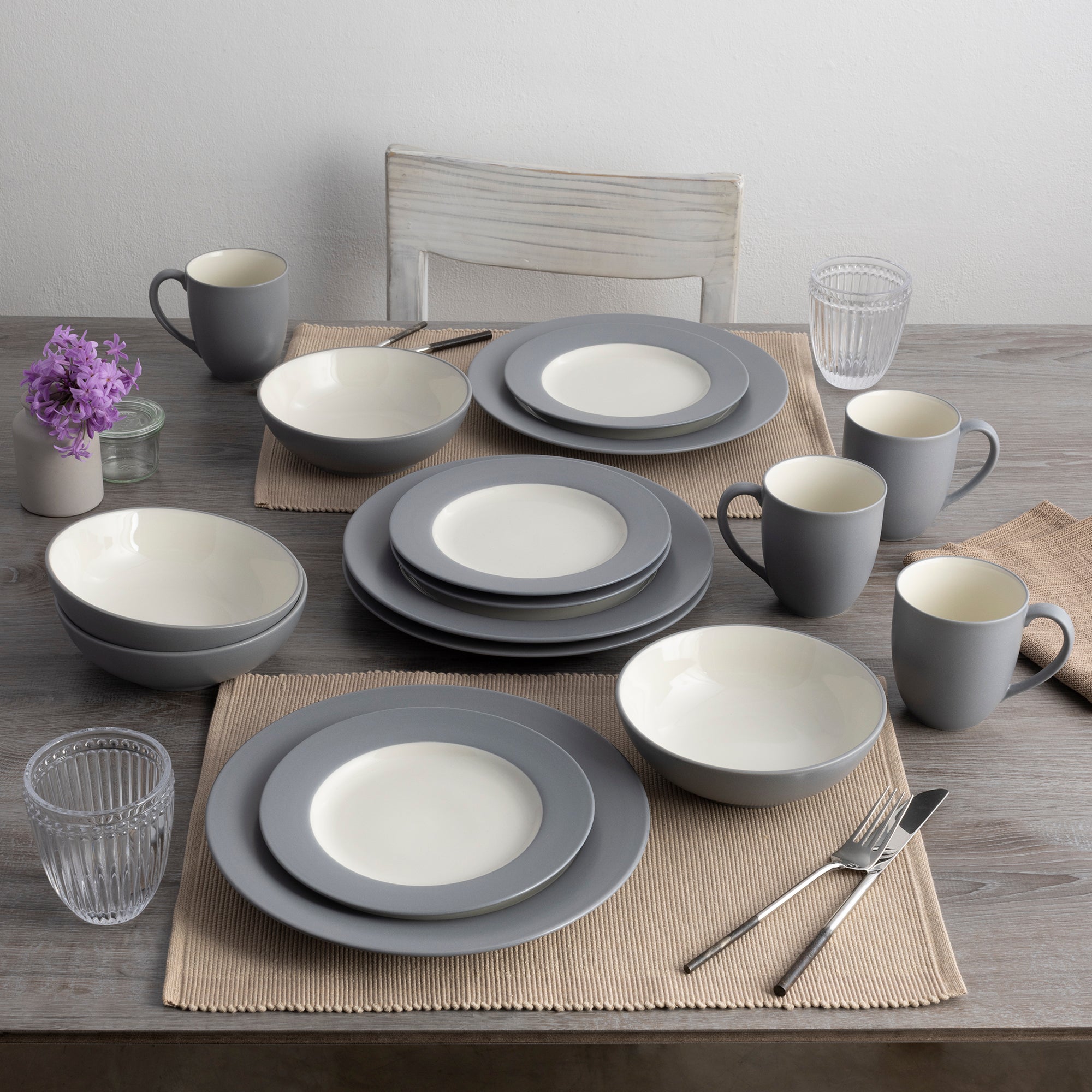  Noritake Colorwave 16-Piece Rim Dinnerware Set, Service for 4 - Slate - Bonton