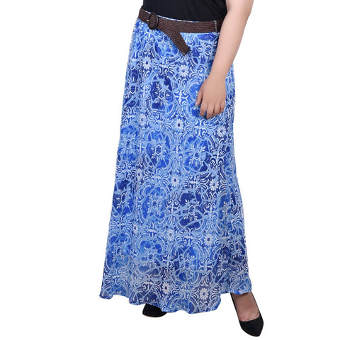 Plus Size Chiffon Maxi Skirt