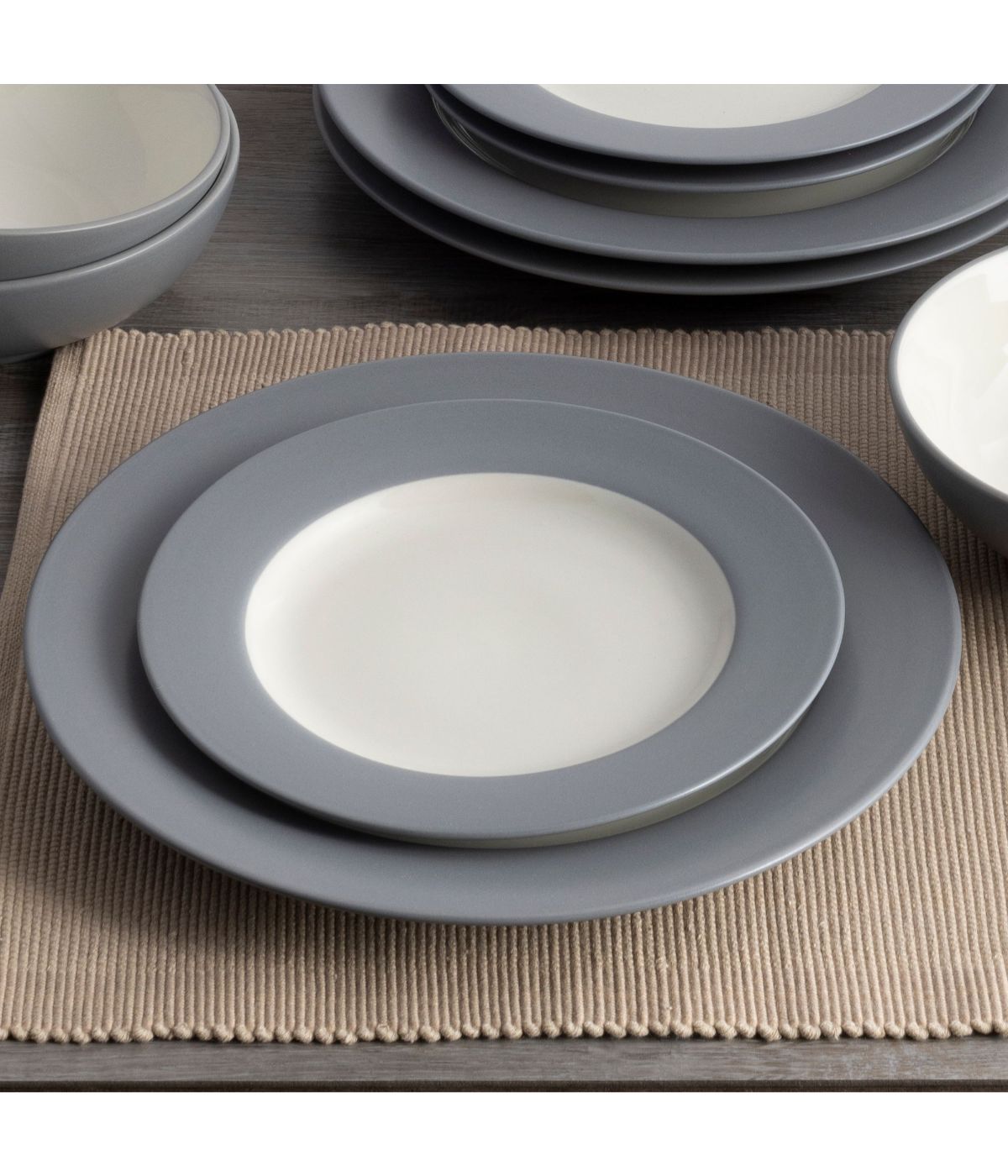  Noritake Colorwave Set of 4 Rim Dinner Plates - Slate - Bonton