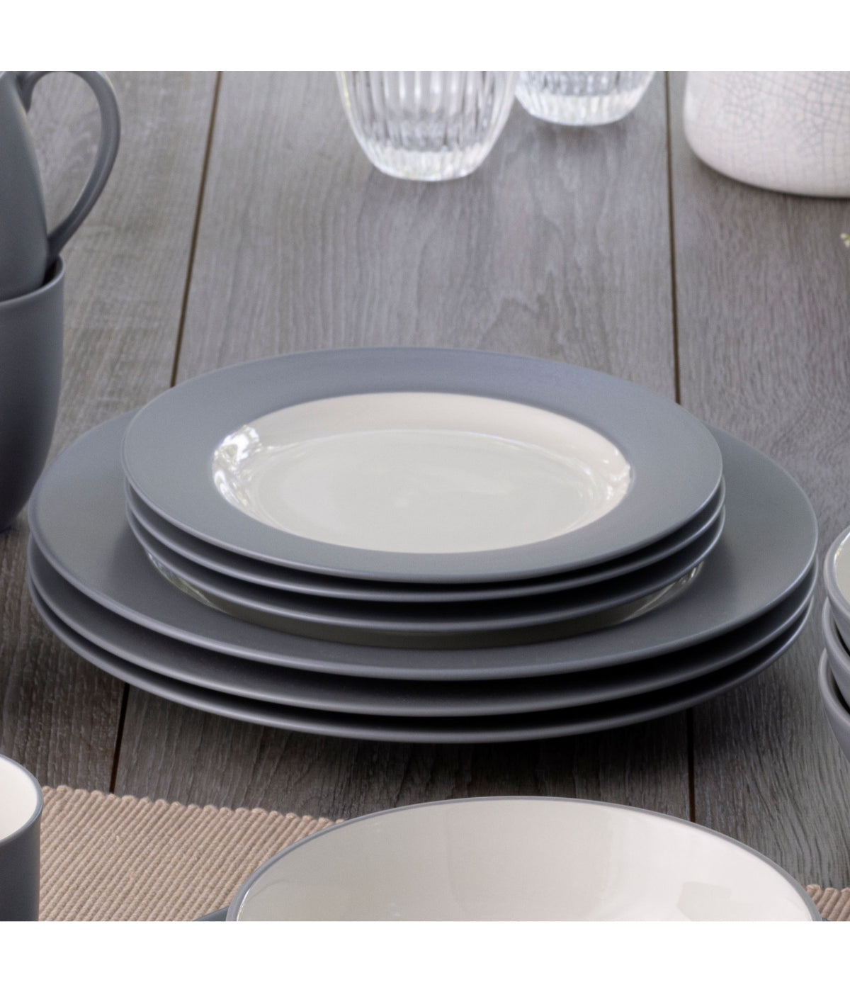  Noritake Colorwave Set of 4 Rim Dinner Plates - Slate - Bonton