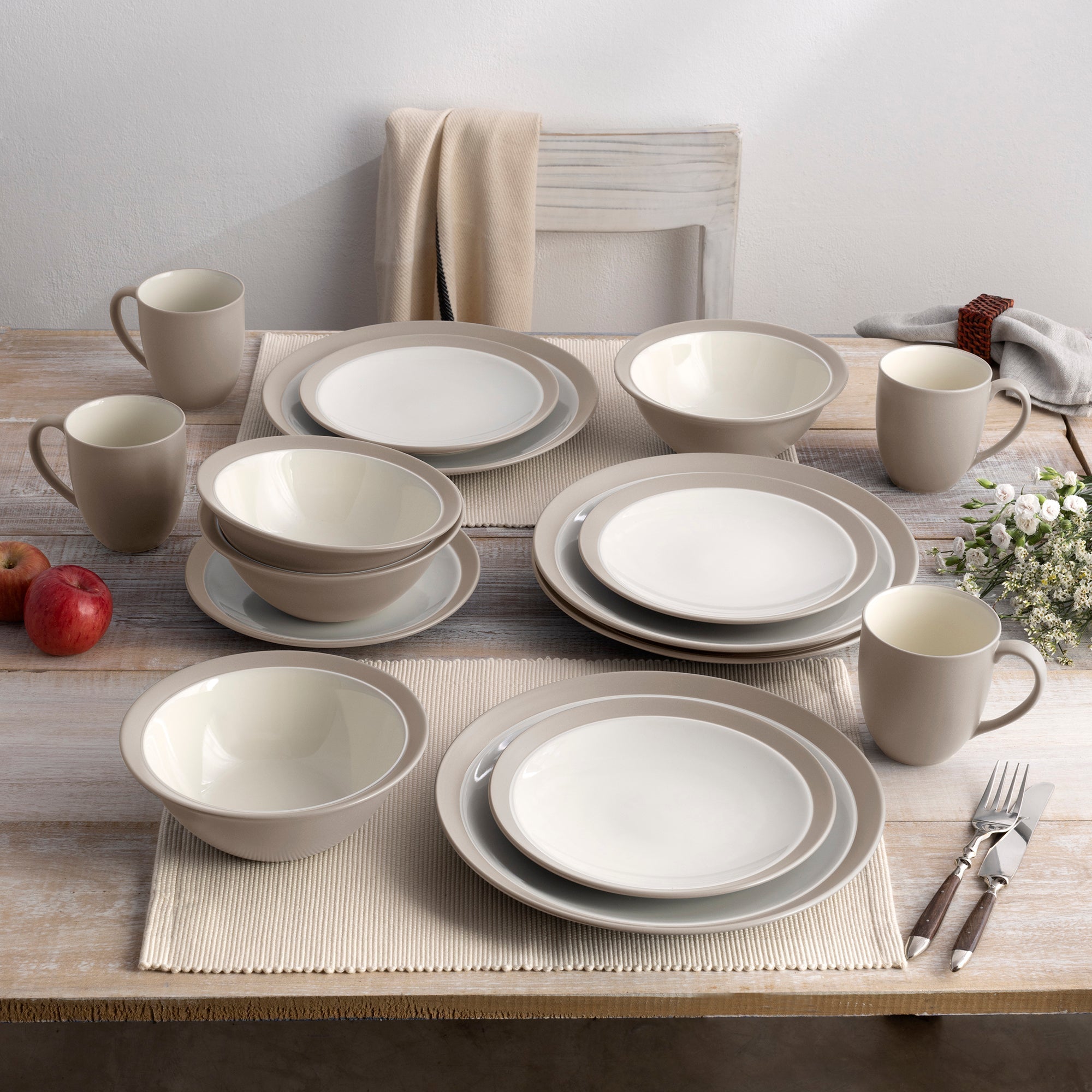  Noritake Colorwave 16-Piece Curve Dinnerware Set, Service for 4 - Sand - Bonton