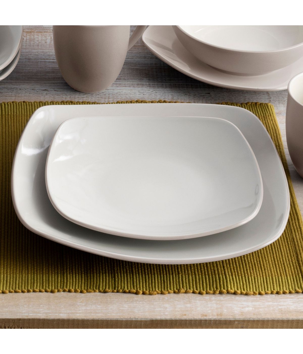  Noritake Colorwave Set of 4 Square Dinner Plates - Sand - Bonton