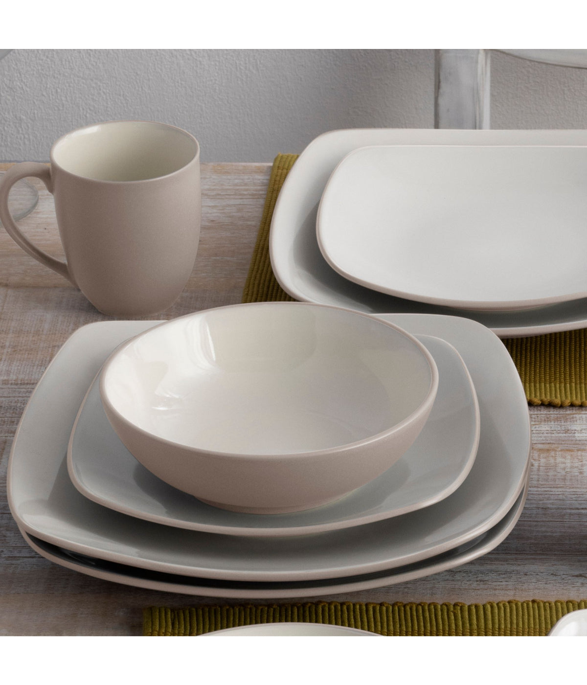  Noritake Colorwave Set of 4 Square Dinner Plates - Sand - Bonton