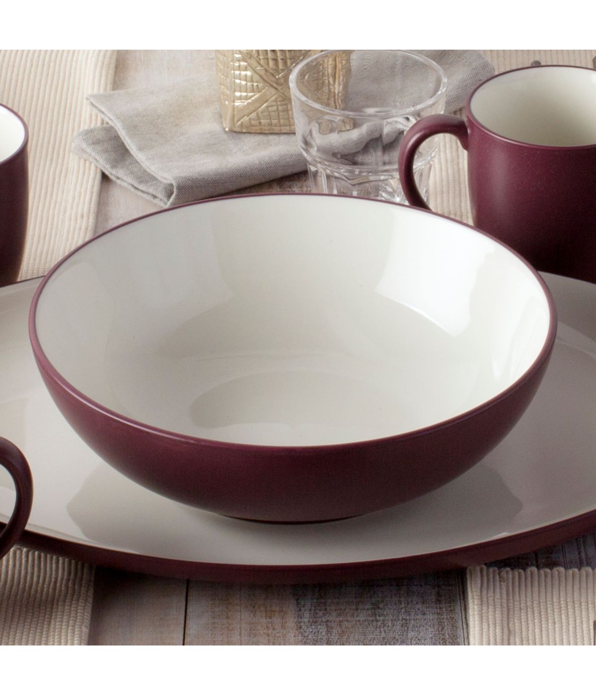  Noritake Colorwave Round Vegetable Bowl - Burgundy - Bonton