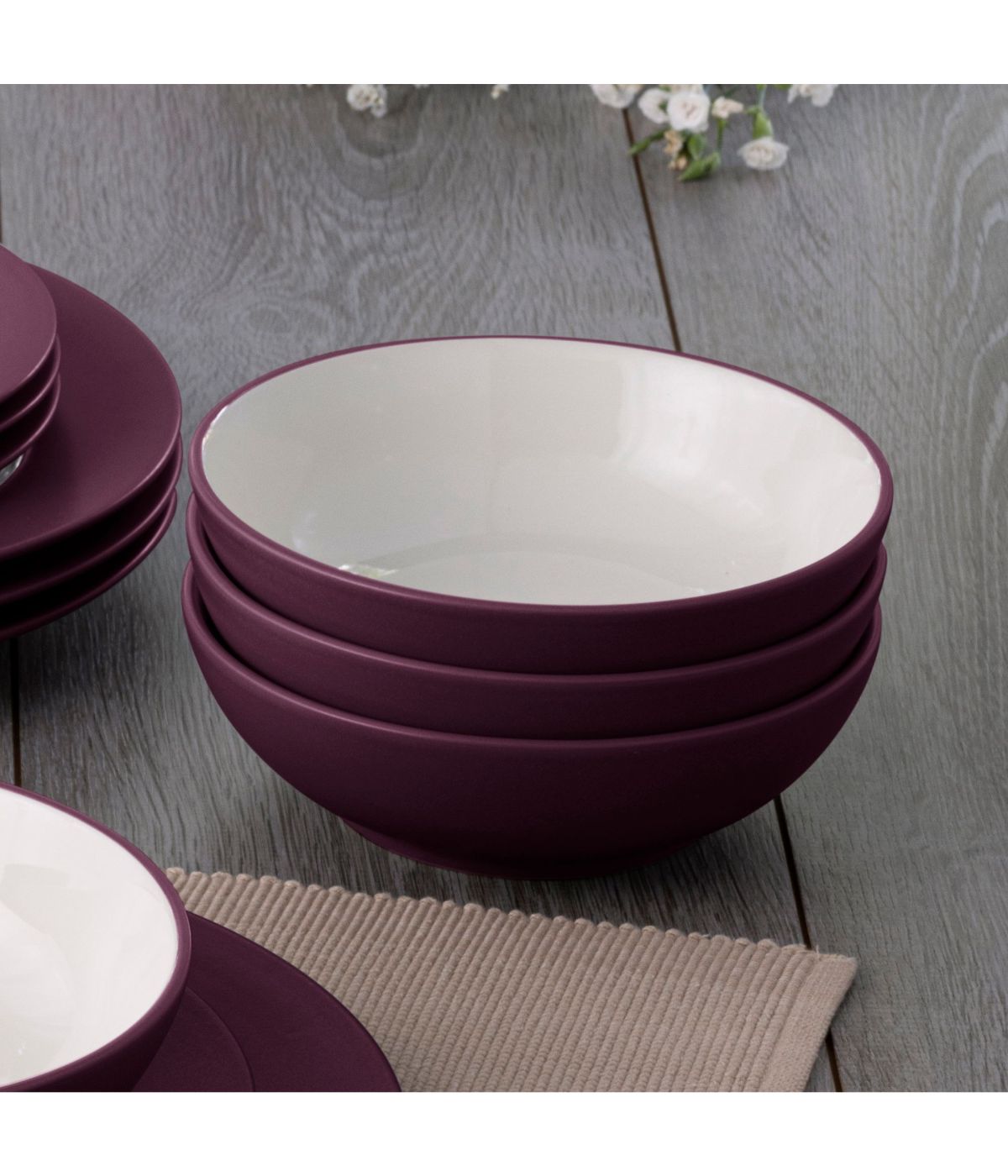  Noritake Colorwave Set of 4 Soup/Cereal Bowls - Burgundy - Bonton