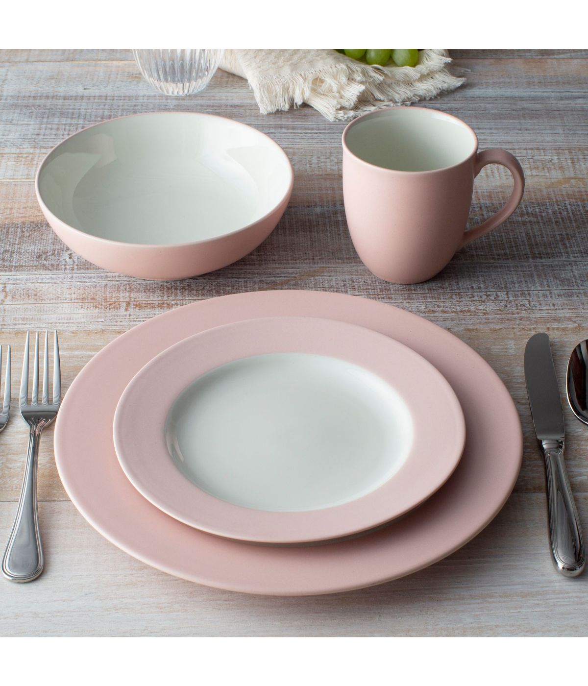  Noritake Colorwave 4 Piece Rim Place Setting - Pink - Bonton