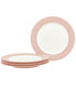  Noritake Colorwave Set of 4 Rim Dinner Plates - Pink - Bonton