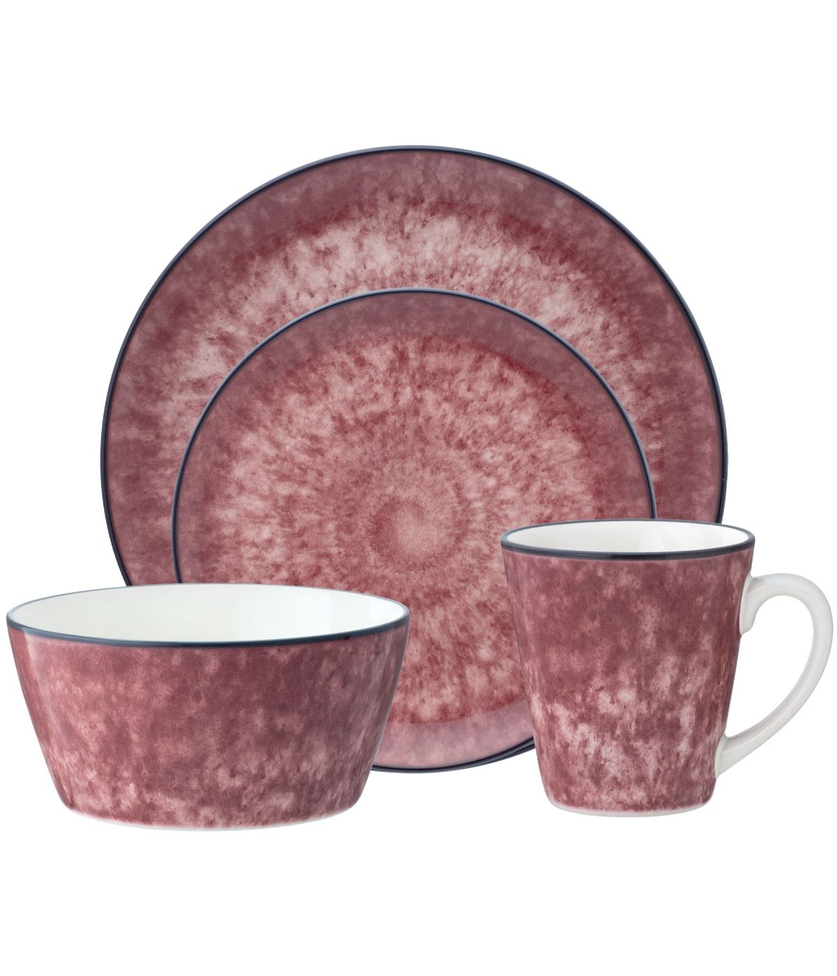  Noritake Colorkraft Essence 4 Piece Coupe Place Setting - Garnet - Bonton