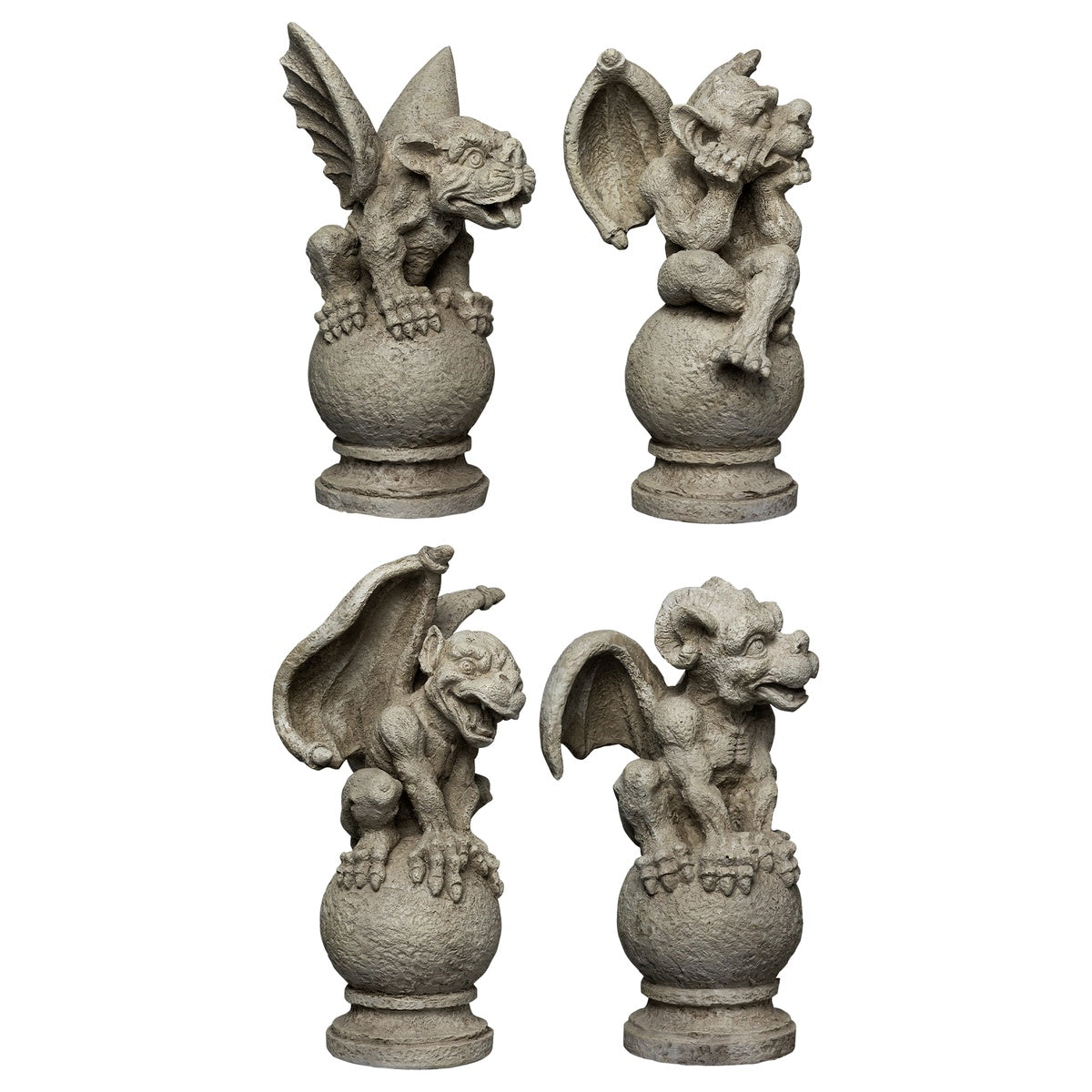  Northlight Set of 4 Gargoyles on Pedestals Outdoor Garden Statues 13