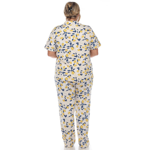 Plus Size Tropical Print Pajama Set