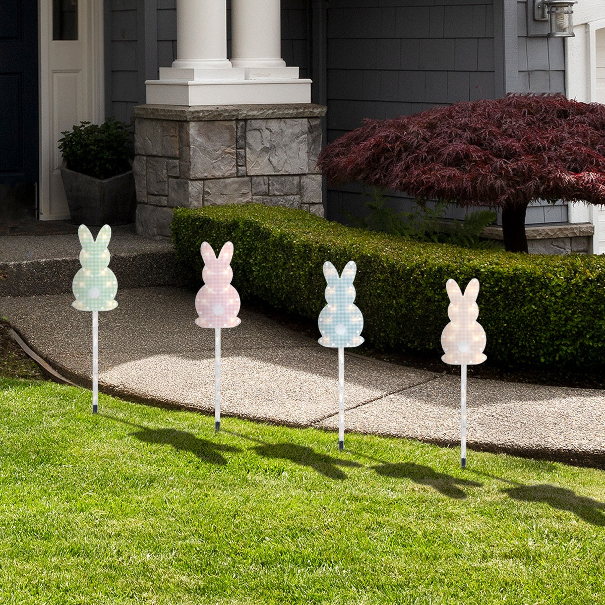  Northlight Plaid Easter Bunny Pathway Marker Lawn Stakes - 28.5