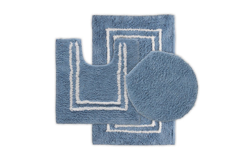 St Mary's Tufted 3 Piece Cotton Bath Rug Set With Lid