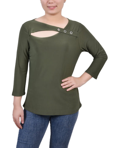 3/4 Sleeve Cutout Top