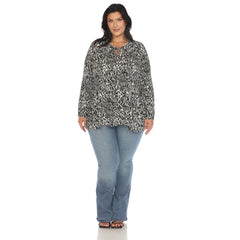 Plus Size Printed Peasant Blouse