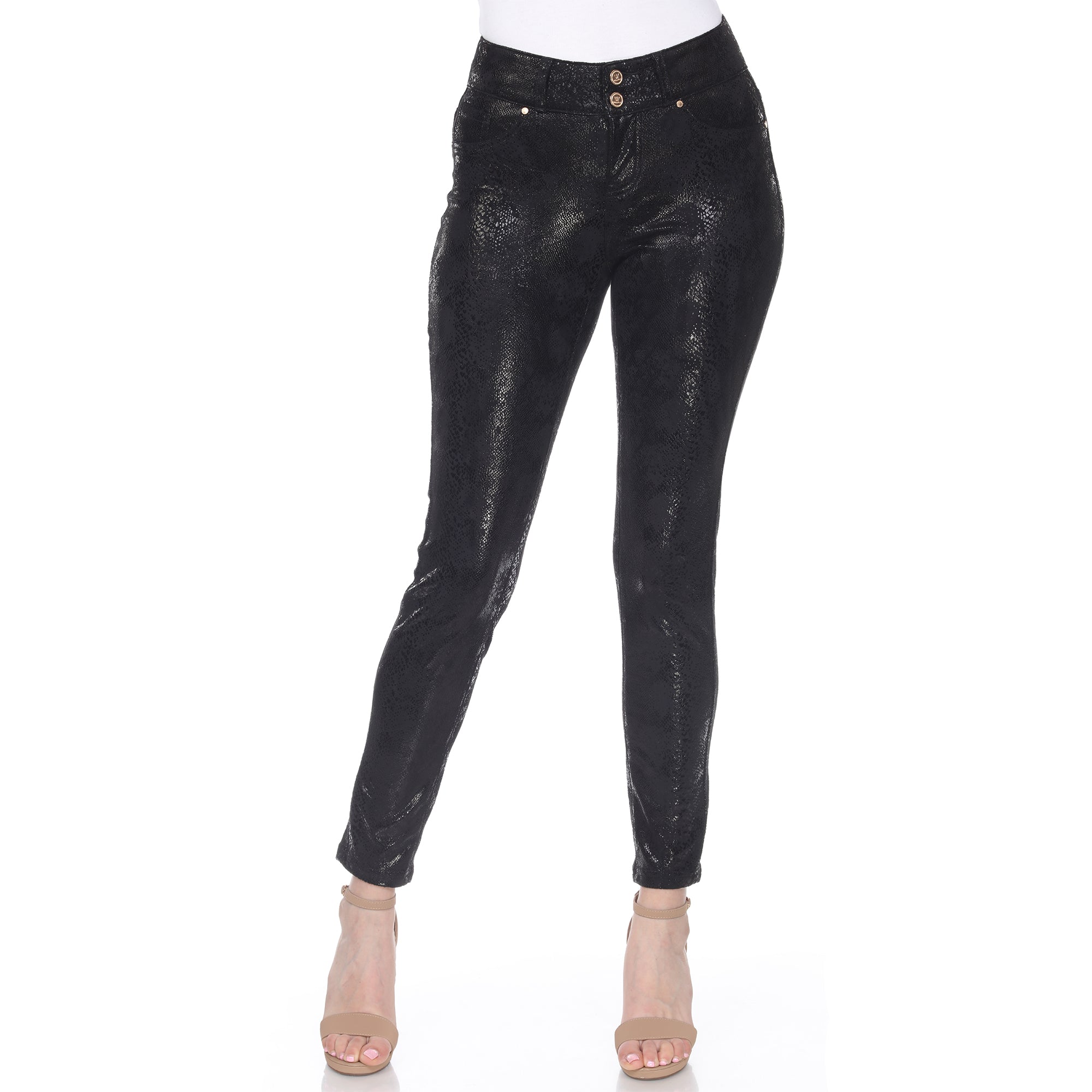  White Mark Faux Suede Snake Print Pants - 12 - Bonton