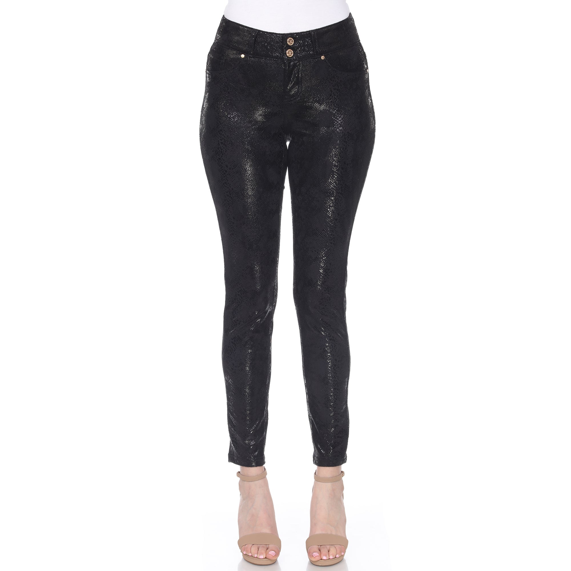  White Mark Faux Suede Snake Print Pants - 12 - Bonton